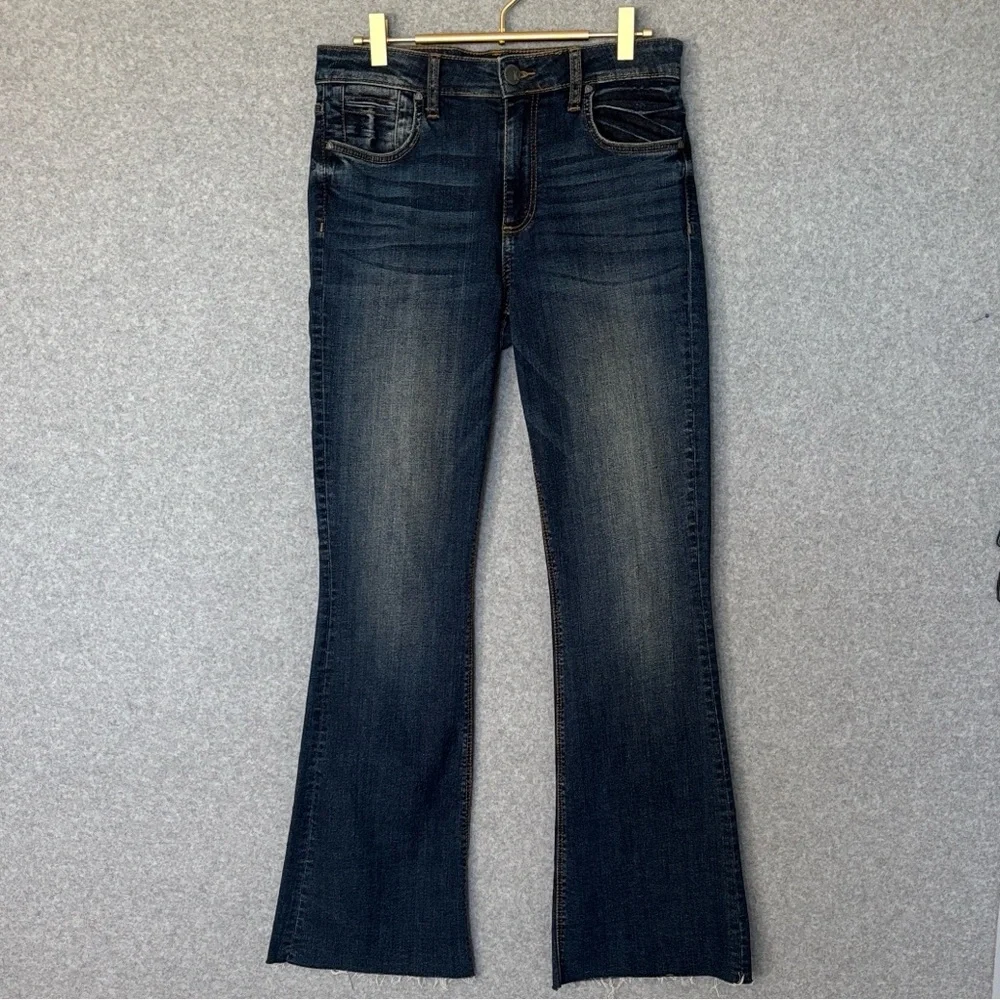 Kut from the Kloth Stella High Rise Flare Jean Pant 4 Dark Base Wash - Picture 2 of 16
